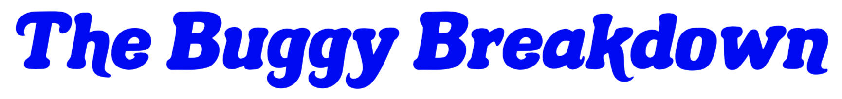 The Buggy Breakdown in blue text